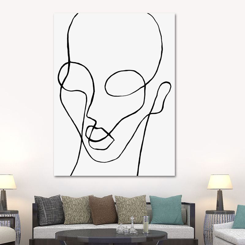 White Scandinavian Style Canvas Head Portrait Wall Art Print for Kitchen Backsplash