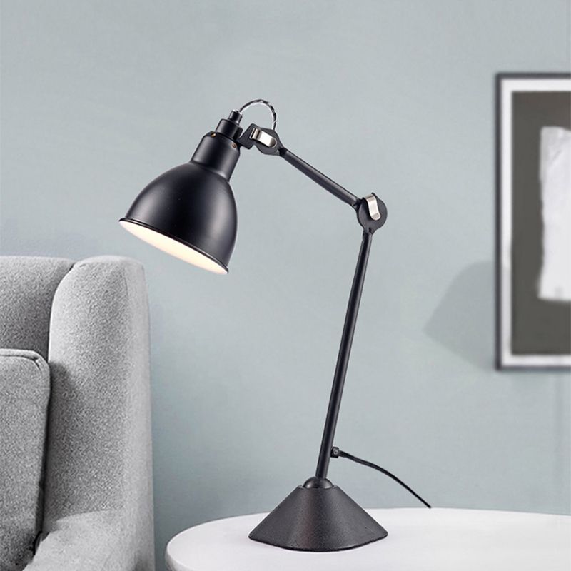 Black/Blue Dome Shade Desk Lamp Modernist Style 1 Head Metallic Reading Book Light with Adjustable Arm