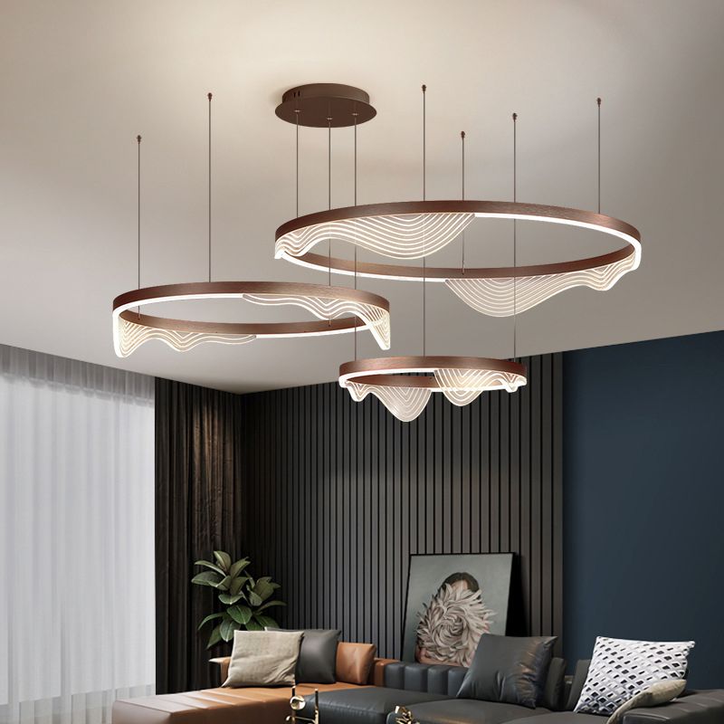 Contemporary Tiered LED Hanging Ceiling Lights Pendant Chandelier for Living Room