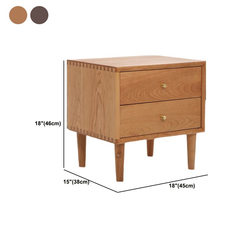 Solid Wood Nightstand Modern 18 Inch H Drawer Storage Night Table with Legs