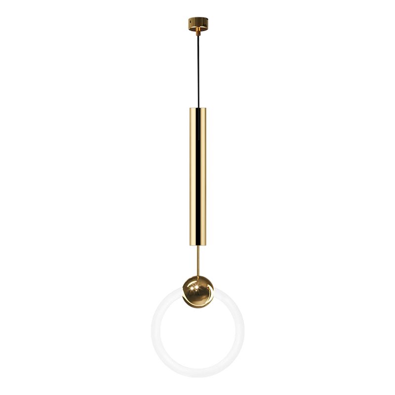 Style contemporain linéaire pendant léger métal simple léger lampe suspendue en or