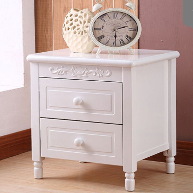 17.5"W X 20"H Traditional Nightstand Rubber-wood Night Table for Living Room