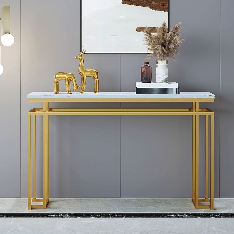 Glam Rectangle Marble/metal Scratch Resistant Console Table for Hall