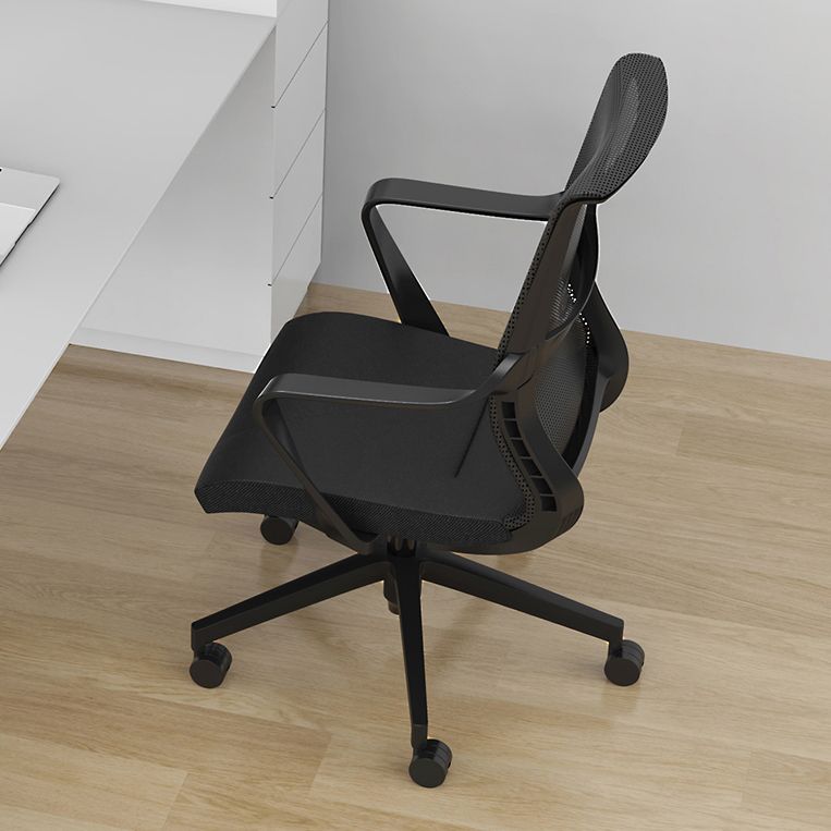 Modern Style Office Chair Mid Back Fixed Arms Ergonomic Mesh Task Chair