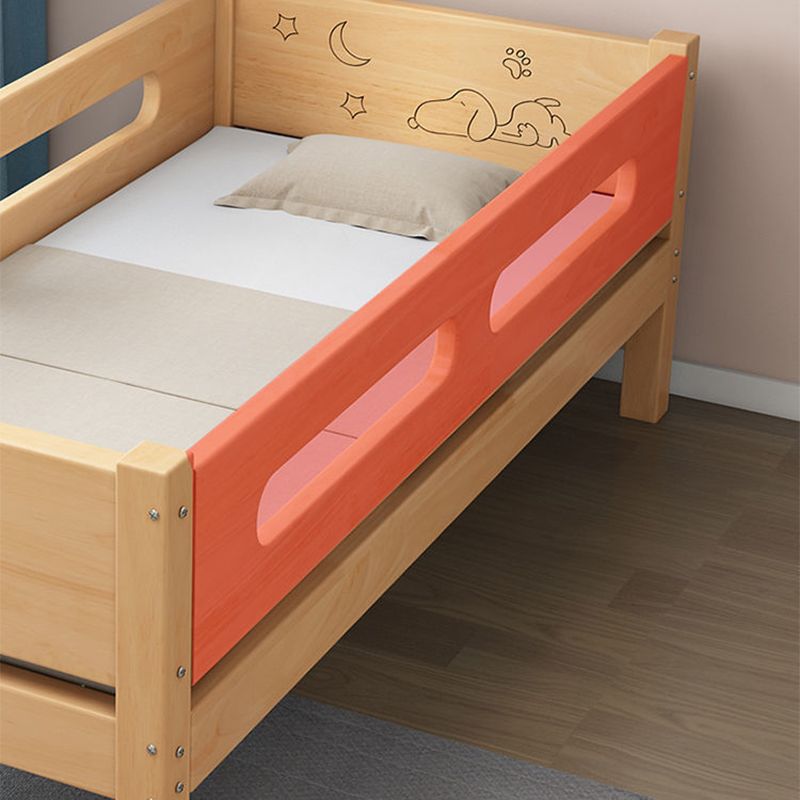 Contemporary Solid Wood Standard Bed Panel Headboard Kids Bed with Guardrail