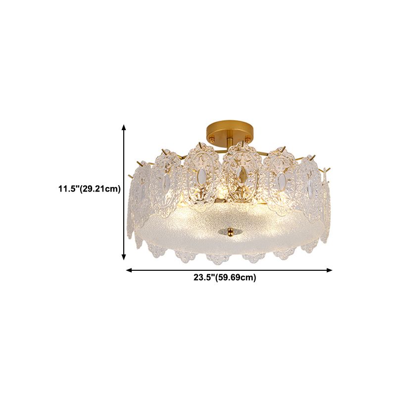 Glass Half Cylinder Flush Mount Modern Multi Lights Flush Mount Ceiling Fixture in Gold