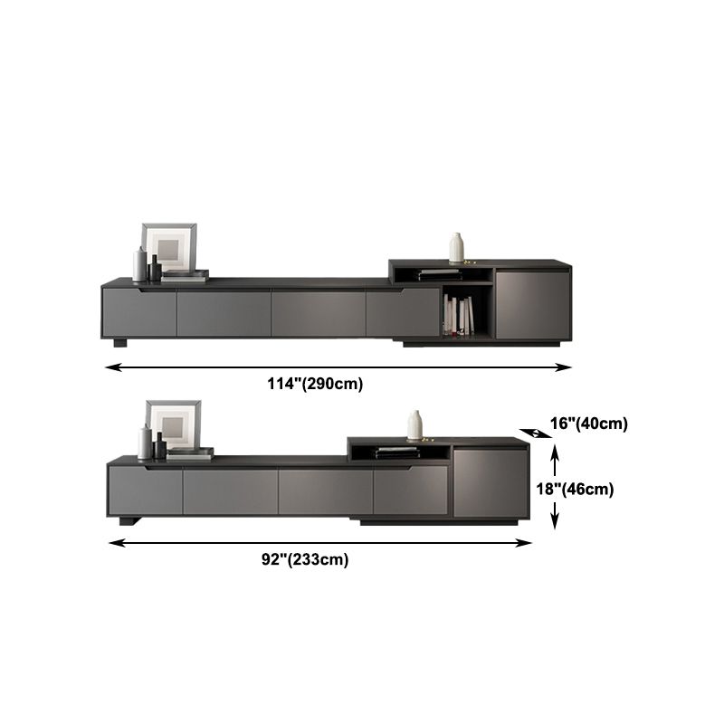 Modern TV Stand with Sliding Storage , TV Console in Grey Fit TVs for up to 71 / 92