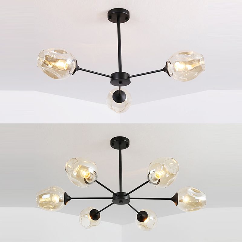 Radial Glass Chandelier Light Fixture Modern Style Chandelier Lamp for Living Room