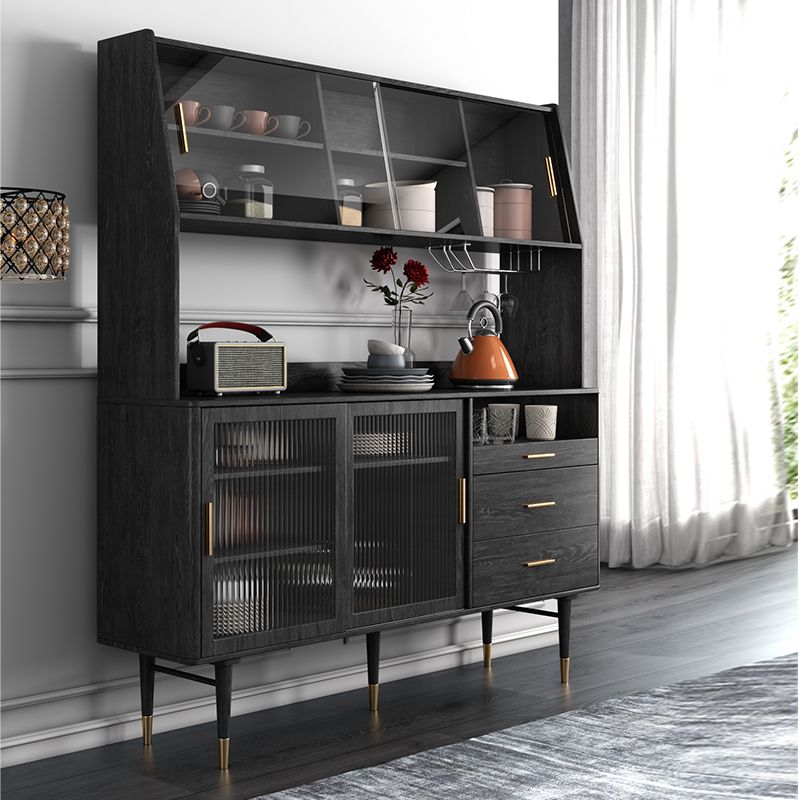 Black Glam Buffet Sideboard Doors Cabinets Drawers Dining Buffet