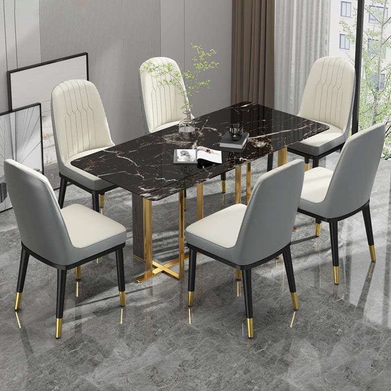 Glam Aimless Dining Chairs Parsons Furniture with Steel Legs in Matte Finish