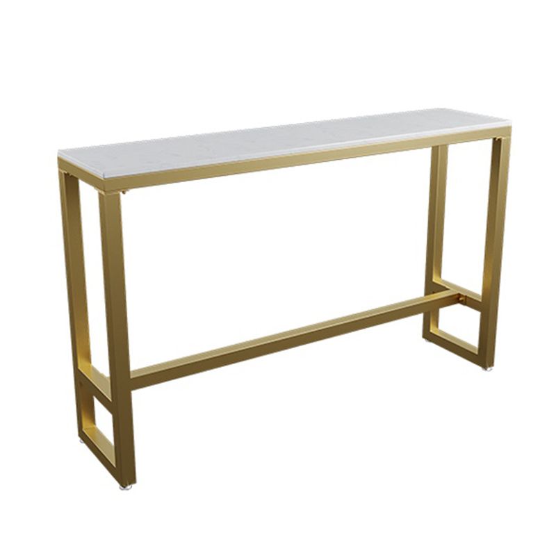 Stone Bar Dining Table Glam Rectangle Bar Table with Trestle Pedestal for Cafe