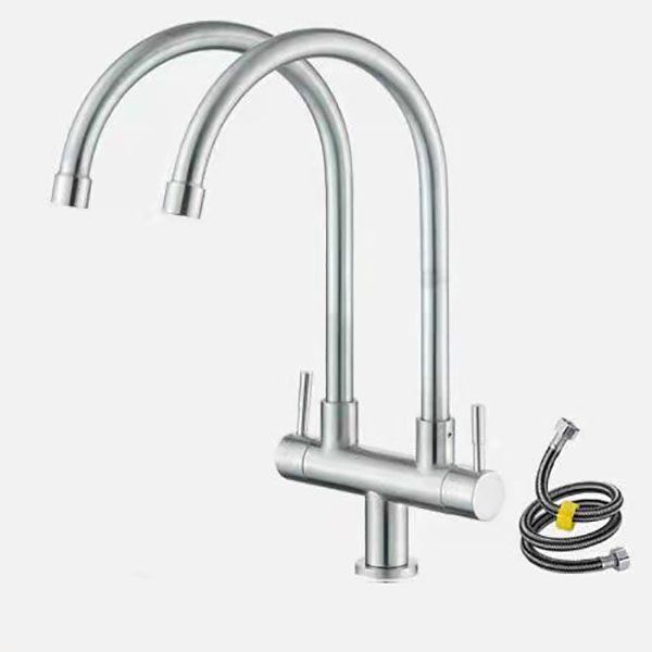 Double Handle Kitchen Faucet  2-Function Faucet with Deck Plate