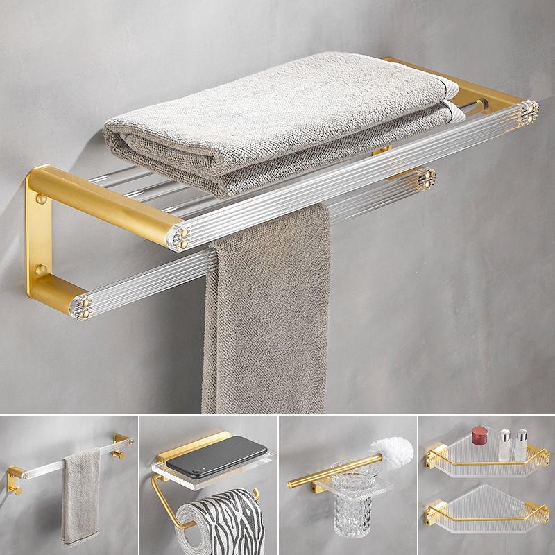 Bathroom Accessory Set in Gold Metal and Acrylic Bath Hardware Set