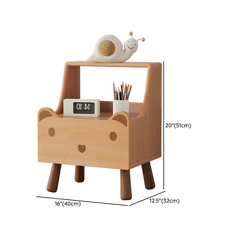 1 Drawer Standard Nightstand Solid Wood Animal Theme Kids Bedside Table