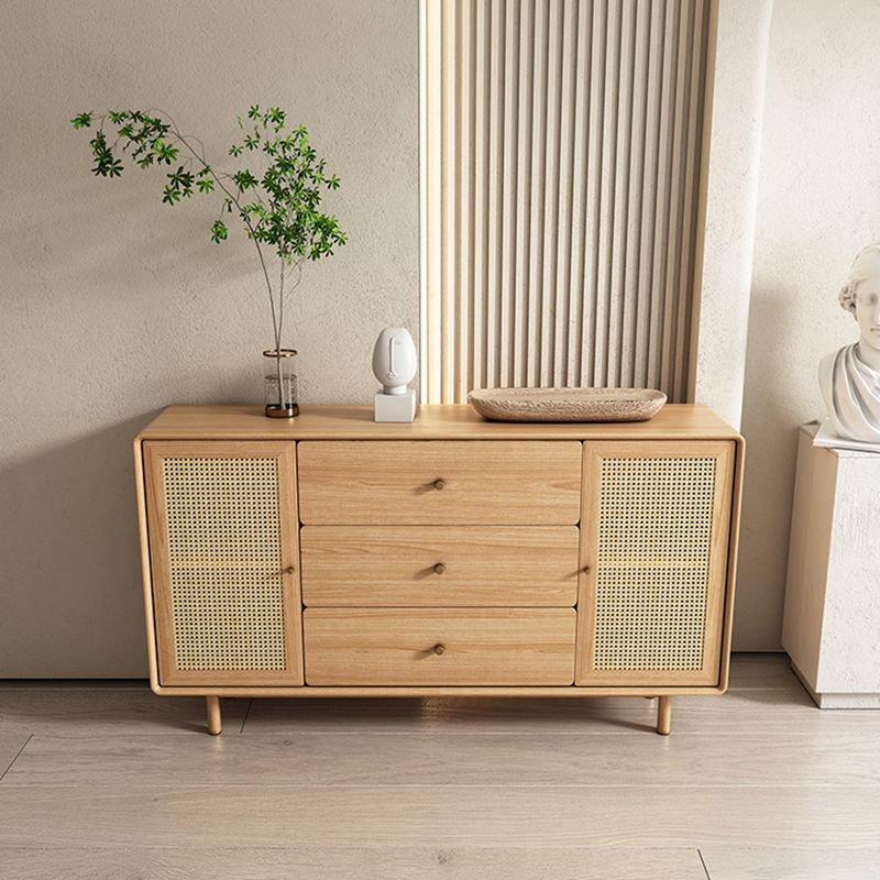 Contemporary Brown Sideboard Solid Wood Buffet Table with 3 Drawers