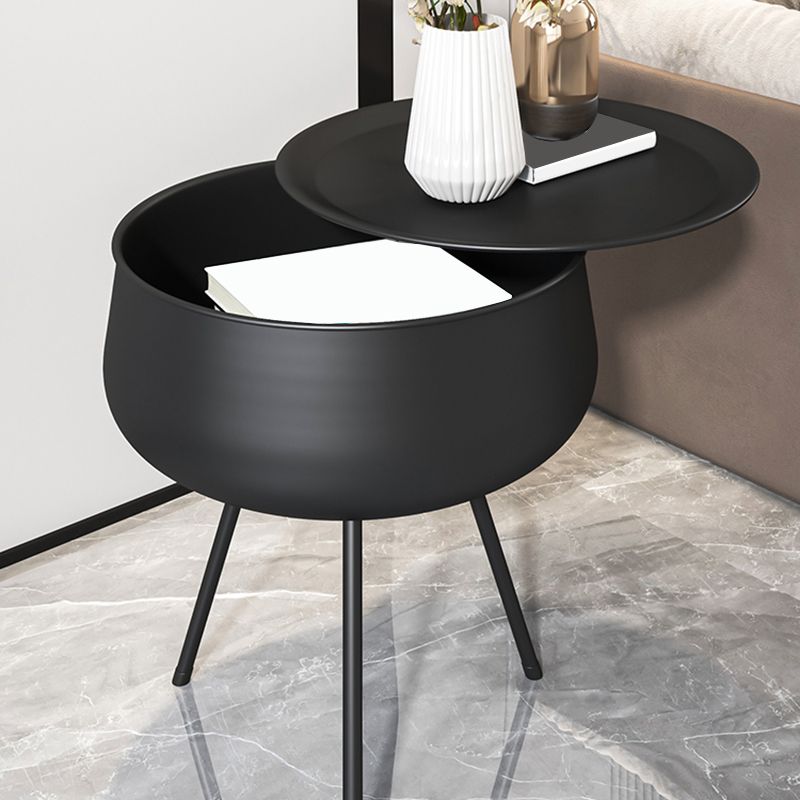 Metal Modern Nightstand Iron Round Non-Storage Night Table with Legs