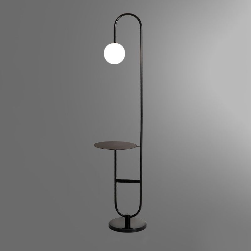 Milky Glass Ball Standing Floor Light Nordic 1 Head Reading Floor Lamp with Tea Table Decoration