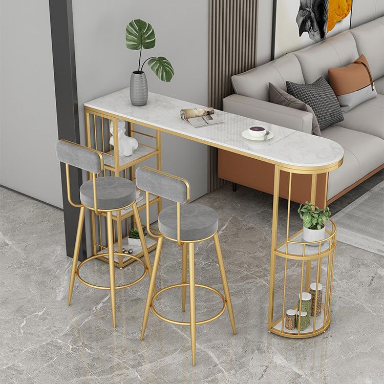 Contemporary Stone Cocktail Bar Table with Storage Living Room Counter Table