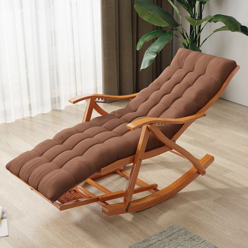 Modern Wooden Glider Chair Pure Color Rocking Chair with Removable Cushions