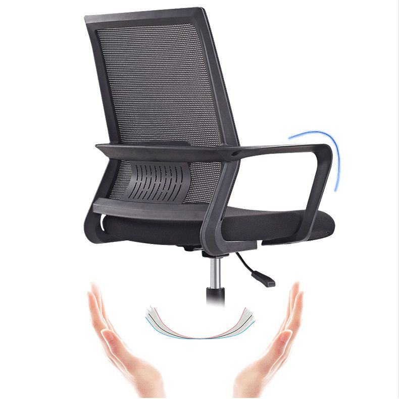 Modern Wheels Desk Chair Microfiber Black Mid-Back Arm Chair