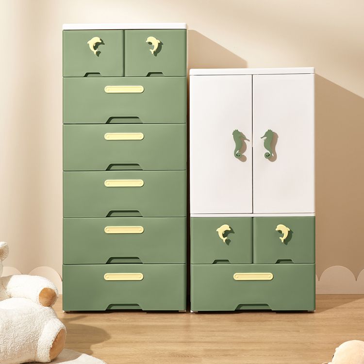 Contemporary Plastic Wardrobe Armoire Multi-Storage Wardrobe with Drawers