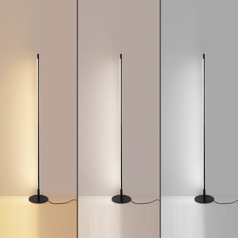 1 Light Linear Floor Lamp Contemporary Metal Standard Lamps for Living Room