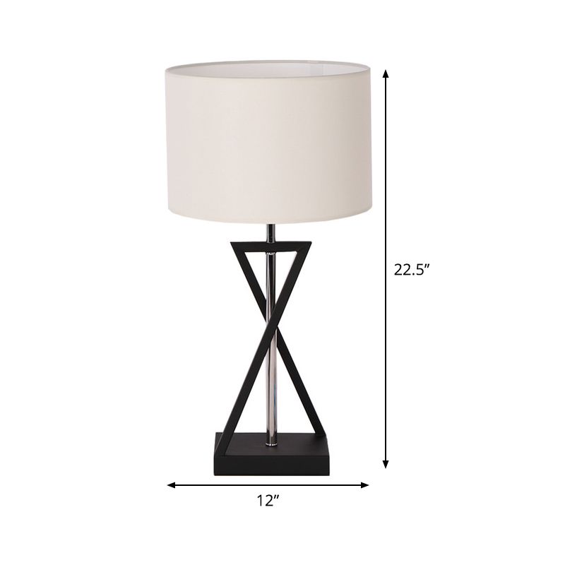 Modernism 1 Head Table Light White Cylindrical Small Desk Lamp with Fabric Shade