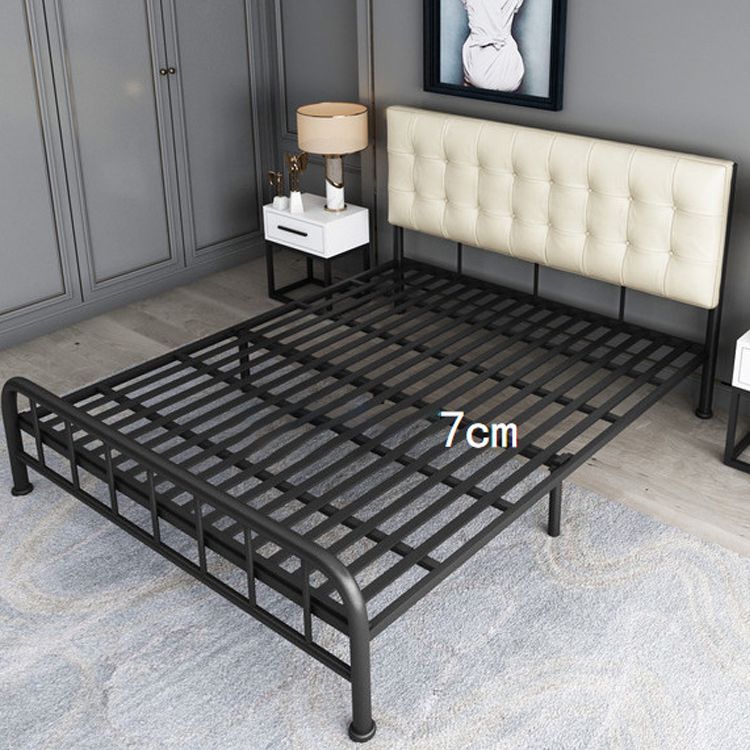 Scandinavian Metal Bed Tall Clearance Panel Bed with Upholstered Headboard