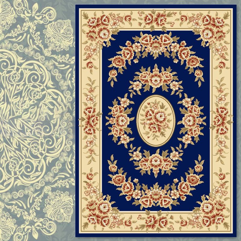 Traditional Medallion Print Carpet Polyester Area Rug Pet Friendly Indoor Carpet for Living Room