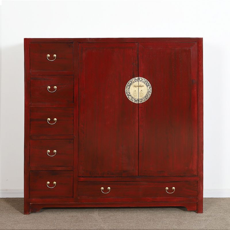 Modern Style Wardrobe Armoire Solid Wood Wardrobe Cabinet With Doors and Drawers