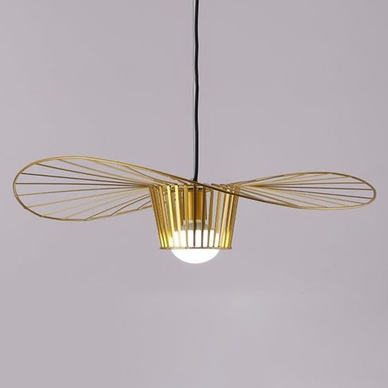 Metal 1 luce a sospensione leggera Light Nordic Modern Simple Hat Cage Hanging Lampada per soggiorno