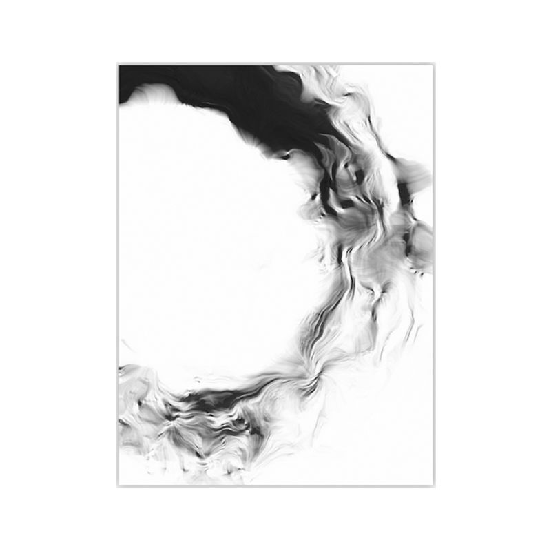 Textured Black Canvas Print Minimalism Smoke Painting Wall Art Decor for Family Room