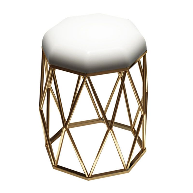 Luxury Ottoman Velvet Upholstered Solid Color Tear Resistant Round Ottoman with Metal Legs