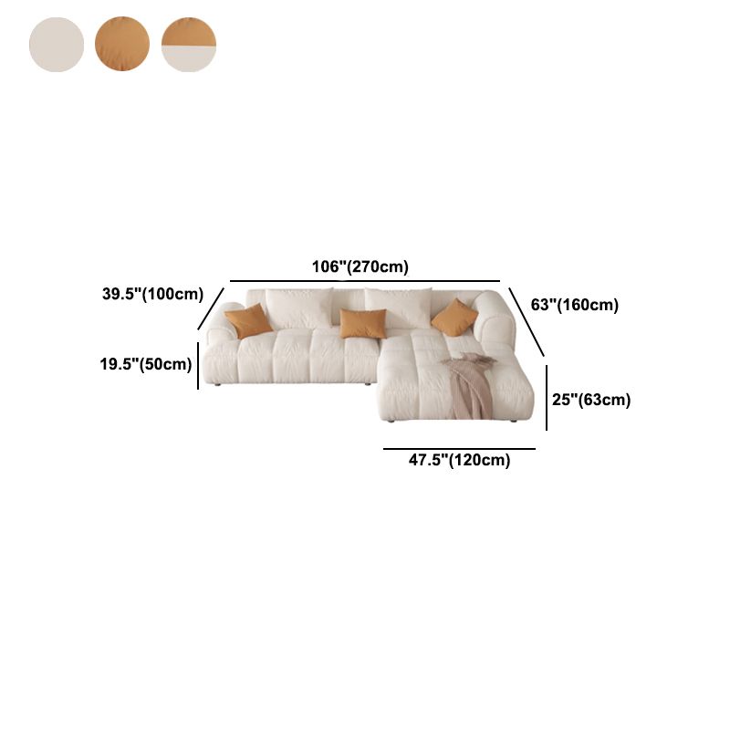 Nordic Style Sectional Sponge Padded Flannelette in Off-white/orange/orange-white Sofa