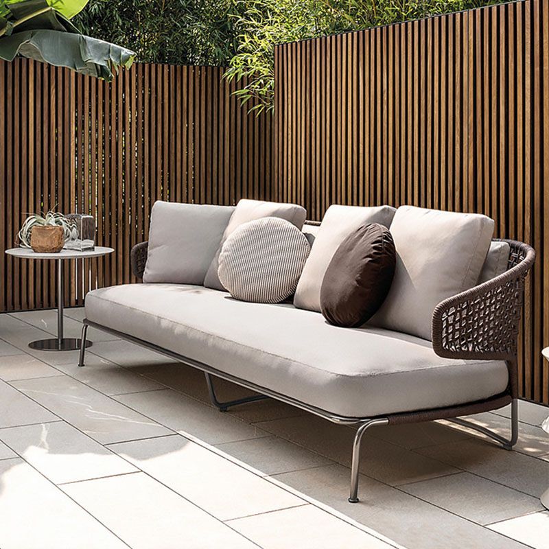 Modern Metal Frame Patio Sofa Water Resistant Outdoor Patio Sofa with Cushion