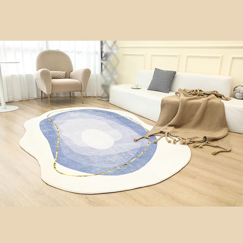 Blue Modern Carpet Polyester Abstract Area Rug Non-Split Rug for Living Room