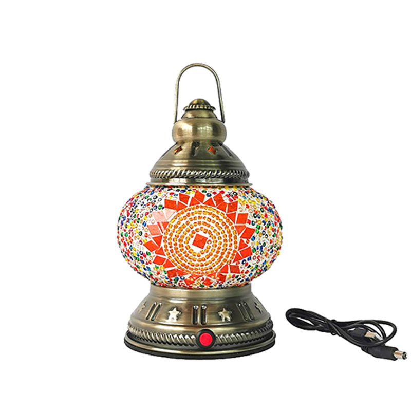 Turkish Style Glass Table Lamp Vintage Moroccan Desk Lamp Fixture for Living Room