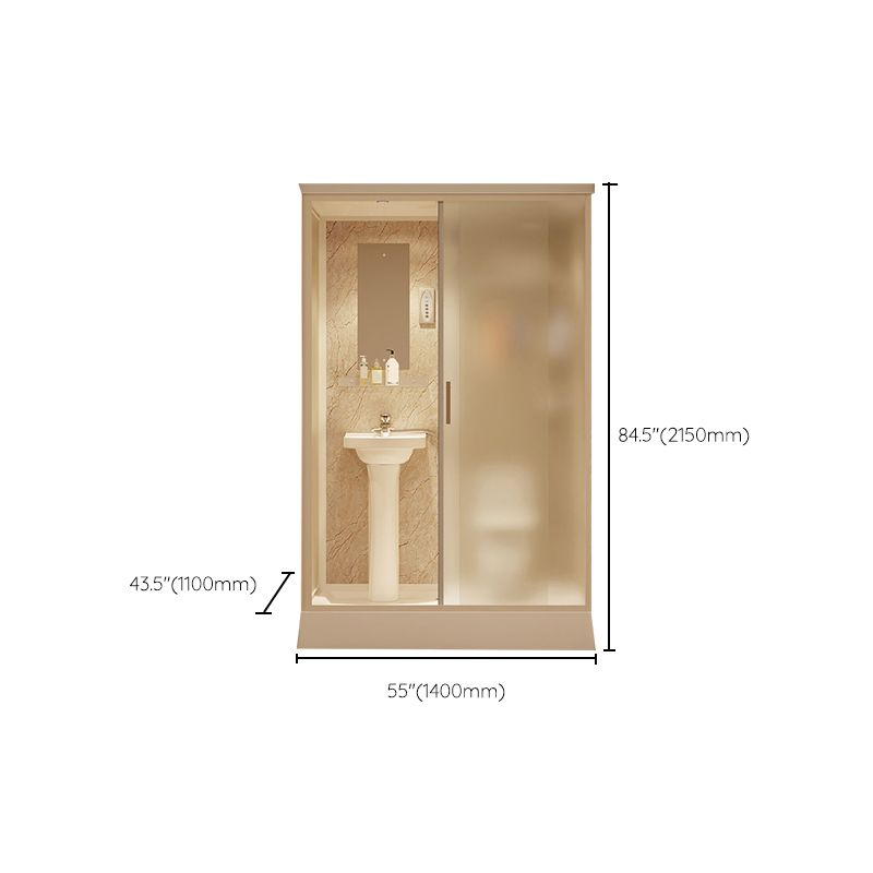 Contemporary Shower Stall Frosted Rectangle Framed Shower Stall with Ceiling