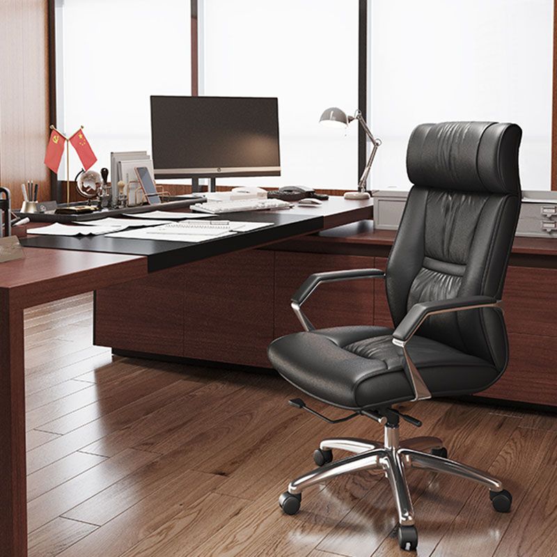 Contemporary Leather Managers Chair Padded Arms Desk Chair for Office