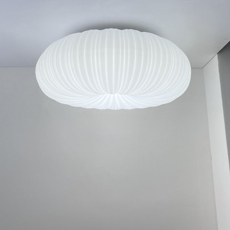 Round Shape Plastic Flush Mount Light Modern Style 1 Light Ceiling Mount Light in White