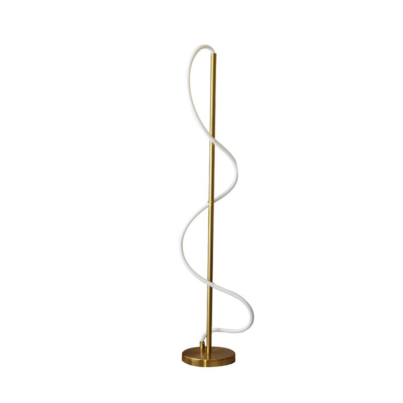 Glass Spiral Standing Lamp Minimalist LED Gold Floor Reading Lighting in Warm/White Light