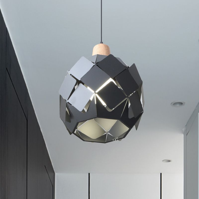 Contemporary 1 Light Hanging Lighting with Metal Shade Blue/Black/White Globe Pendant Light Fixture