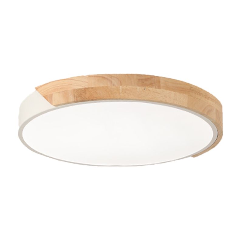 Modern Wood Flush Mount LED Geometric Shape Ceiling Light with Acrylic Shade