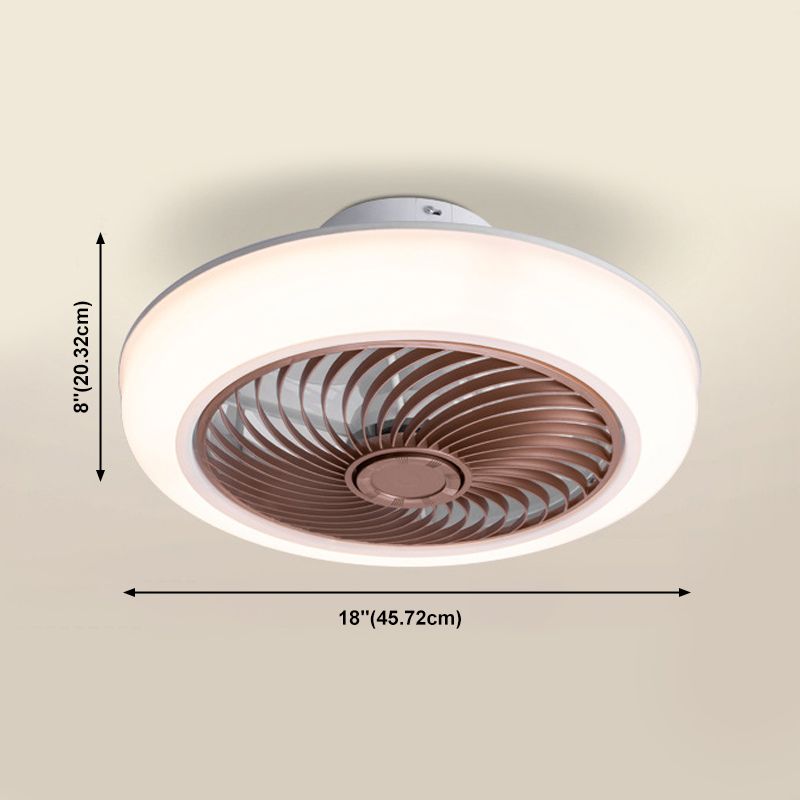 Round Fan Flush Mount Light Modern Acrylic Bedroom LED Wind Machine Semi Flush Light