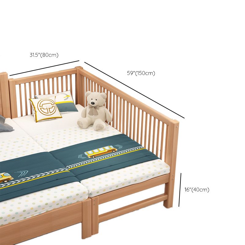 Contemporary Washed Natural Nursery Crib Solid Wood with Guardrail