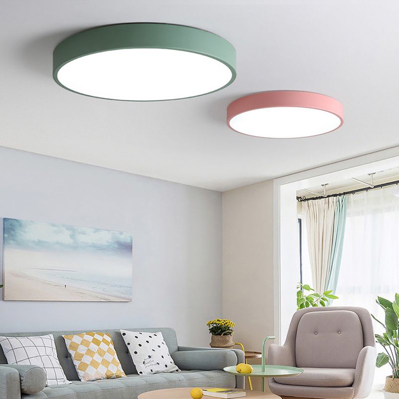 1-Light Round Flush Mount Ceiling Light Fixtures Modern Metal Led Flush Mount