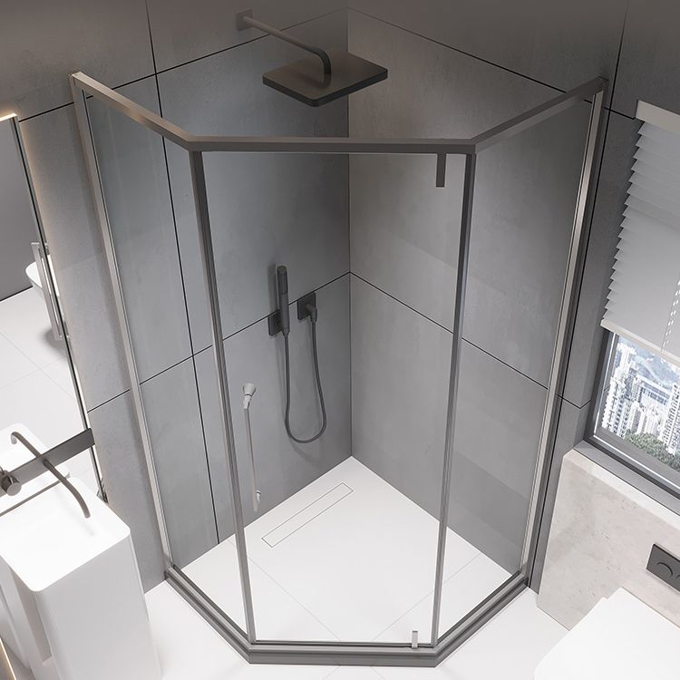 Contemporary Shower Stall Clear Neo-Angle Semi-Frameless Shower Stall