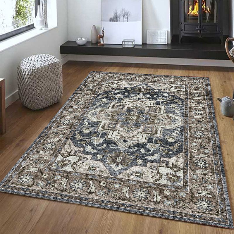 Classic Floral Design Indoor Rug Shabby Chic Distressed Carpet Polyester Non-Slip Backing Area Rug for Home Decor