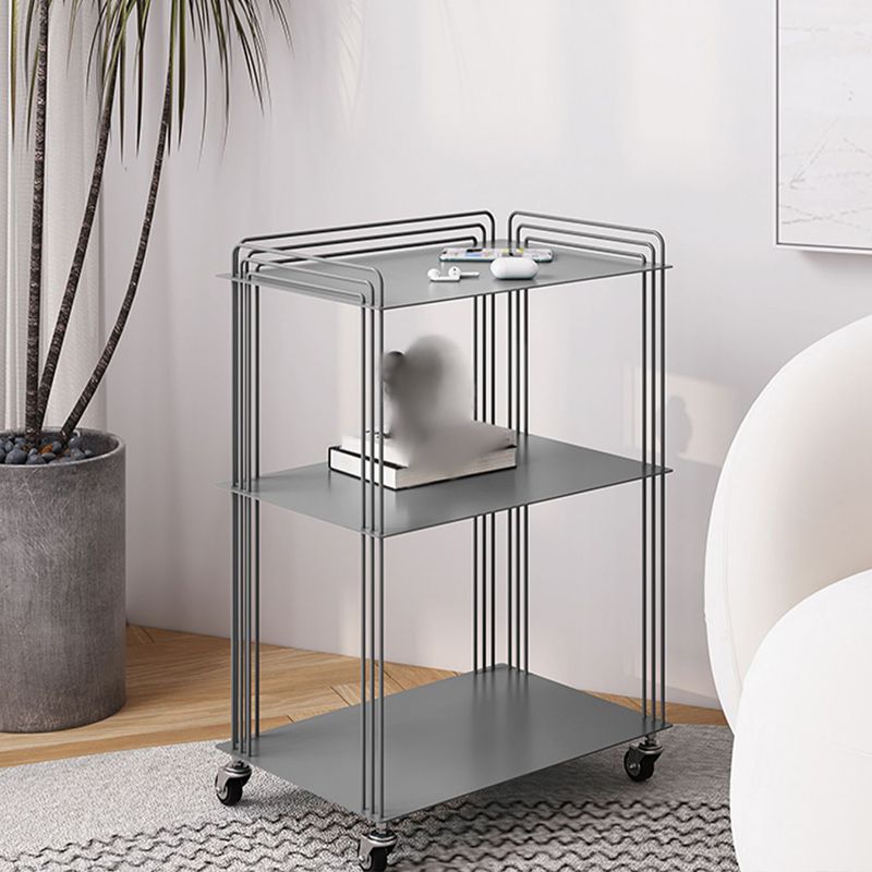 Modern 26" H Nightstand Metal Open Storage Shelves Included Bed Nightstand with Pully