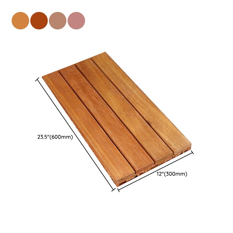 Rectangle Teak Floor Tile Water Resistant Click Lock Wooden Floor for Balcony